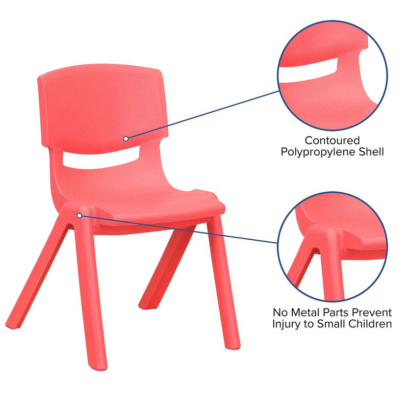 Flash Furniture Whitney 2 Pack Red Plastic Stackable School Chair with 12" Seat Height