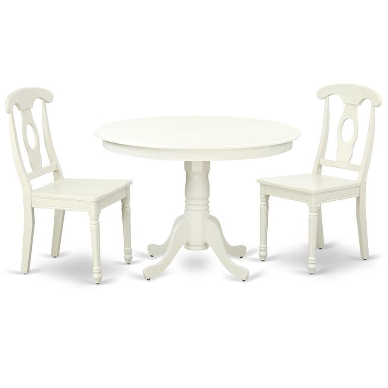 East West Furniture Dining Room Set Linen White, HLKE3-LWH-W