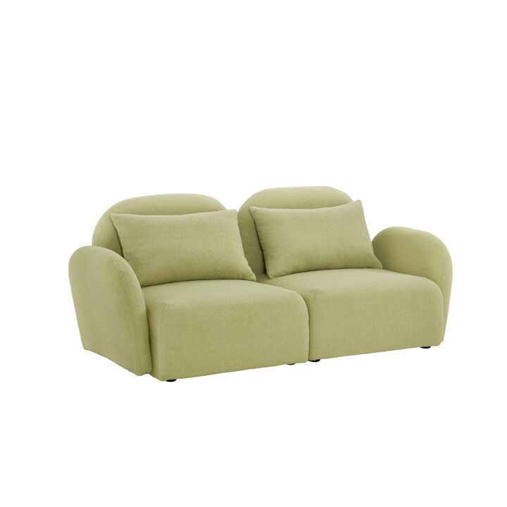 Lazy Sofa Loveseat Teddy Fabric Light Green
