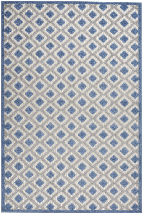 HomeRoots 4' X 6' Blue And Gray Geometric Indoor Outdoor Area Rug