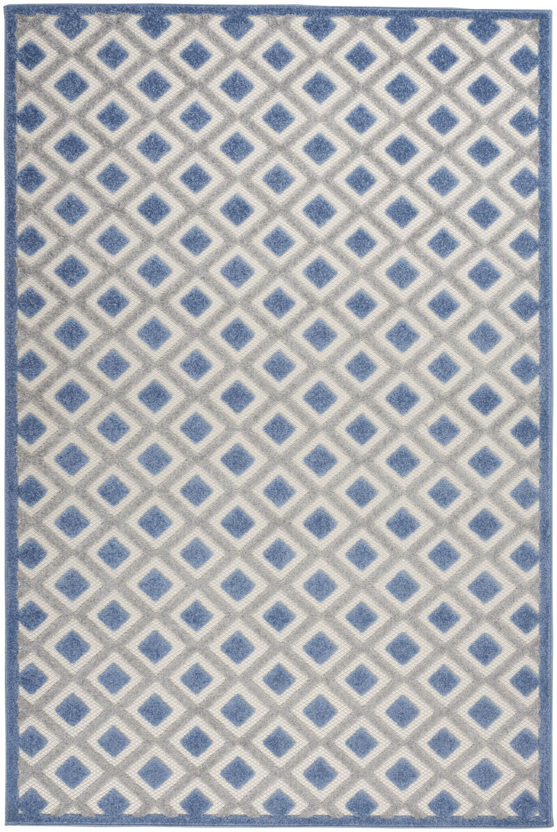 HomeRoots 4' X 6' Blue And Gray Geometric Indoor Outdoor Area Rug image number 0