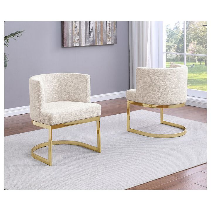 Cream With Gold Chrome Base Barrel Chair (Single Chair)