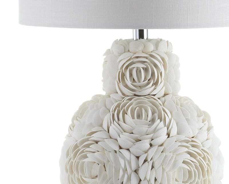 HomeRoots 24" Off White Seashell Table Lamp With White Drum Shade image number 4