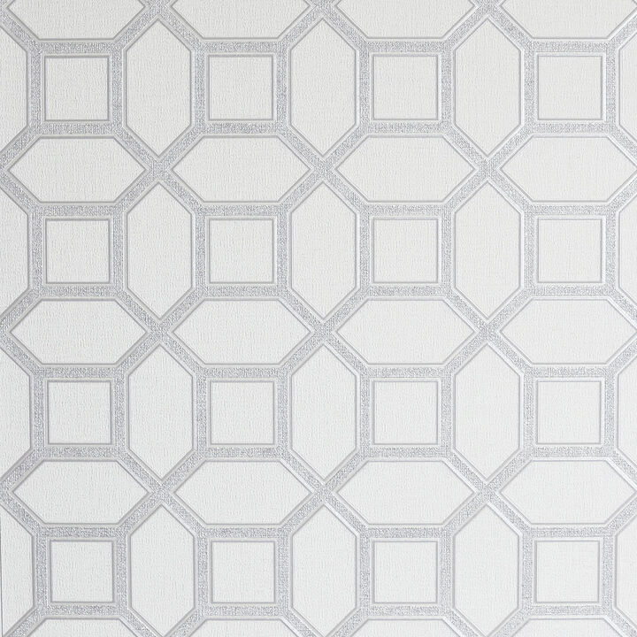 Marjorie Silver Trellis Wallpaper