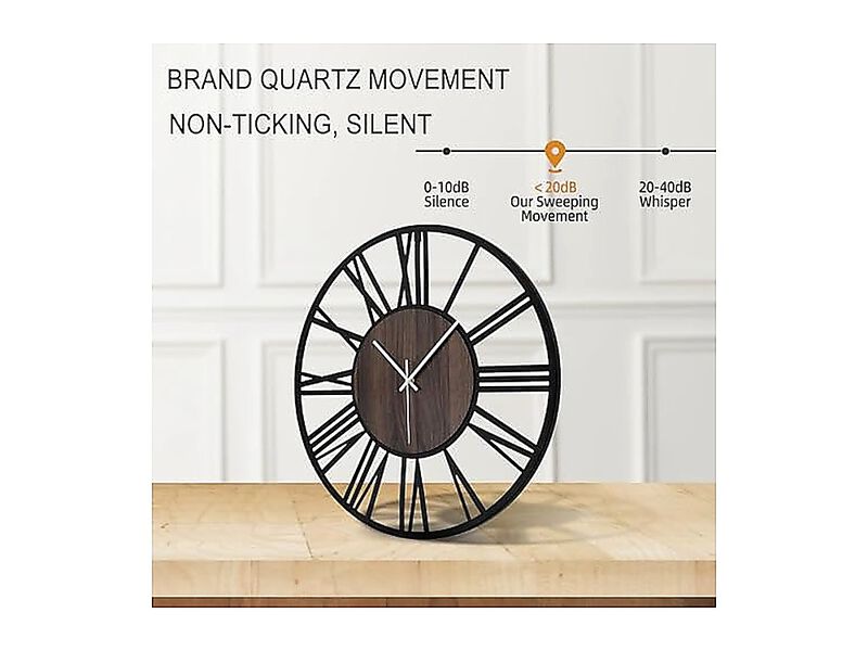 Large Wall Clock Living Decor 14 Inch Non Ticking Silent Battery Operated Modern image number 3