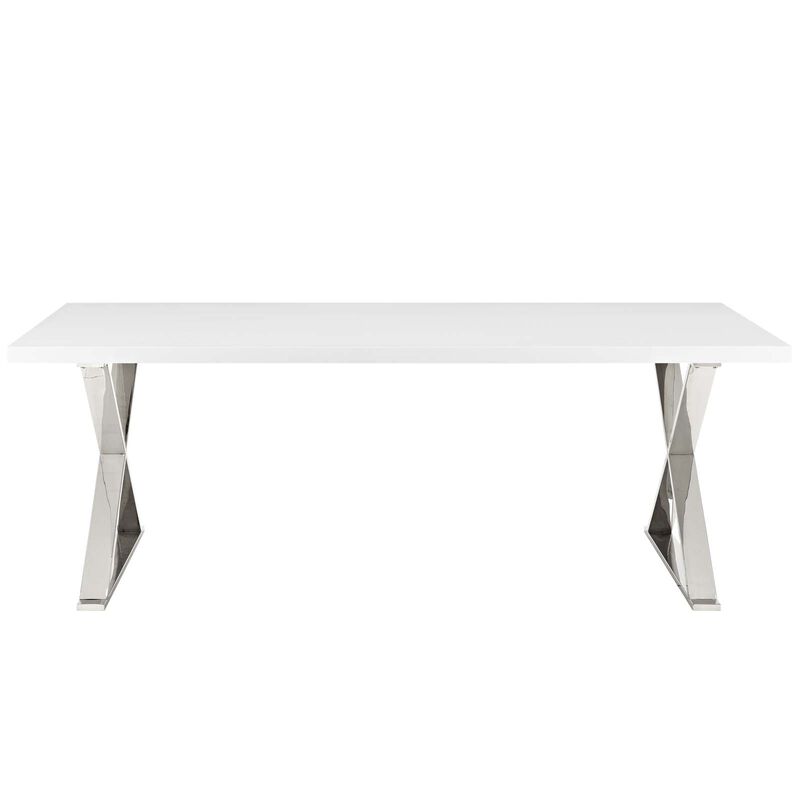 Modway - Sector Dining Table White Silver