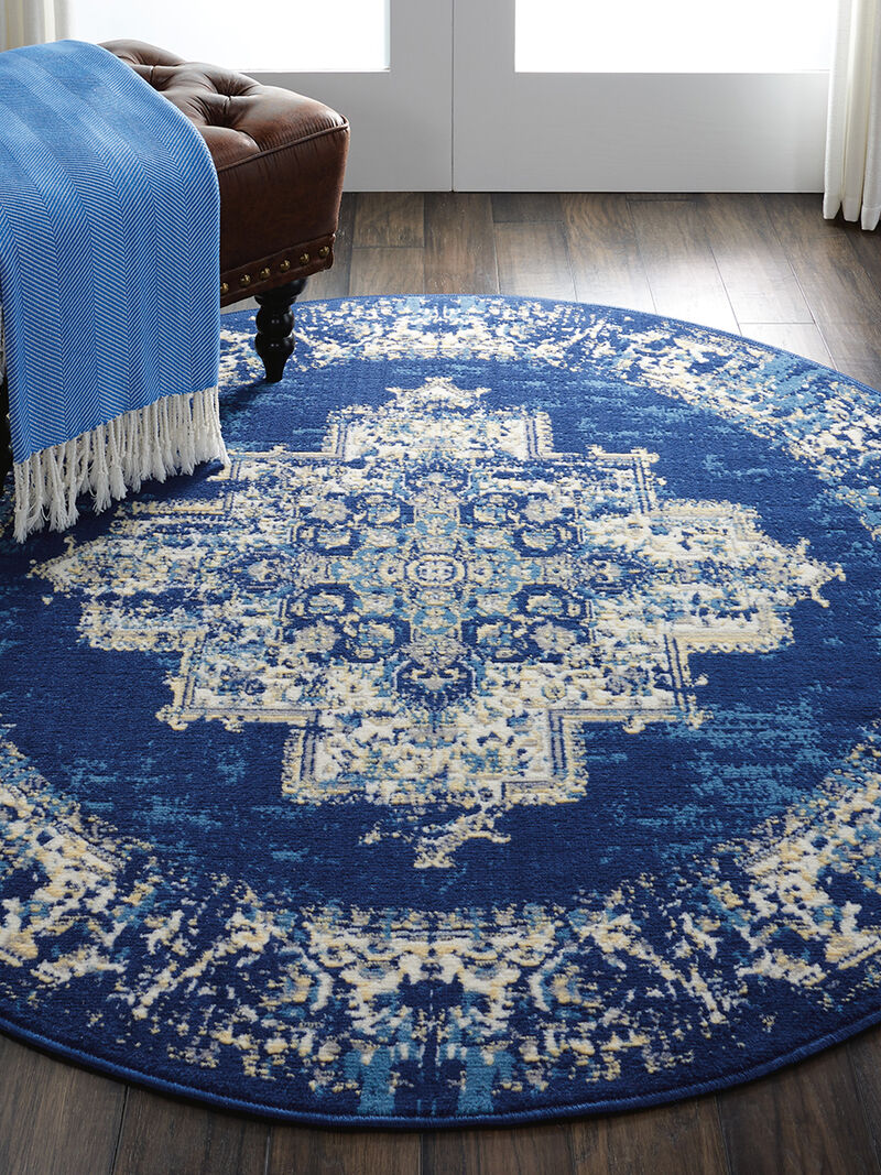 Grafix GRF14 Navy/Blue 5'3" x Round Rug