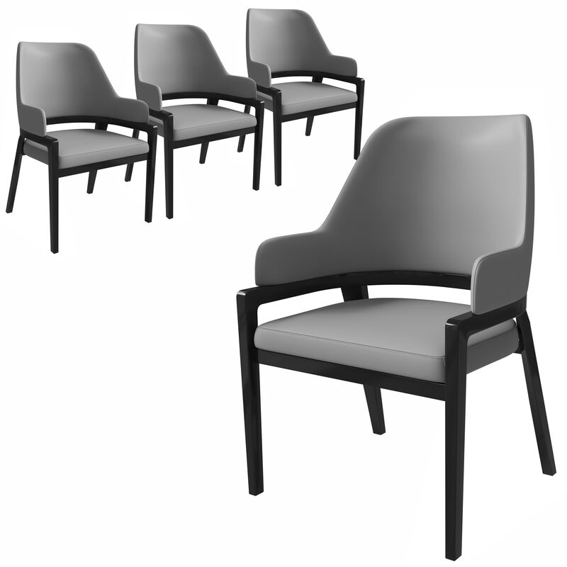 Leisuremod Ethora Collection Modern Wooden Dining Chair  Set of 4