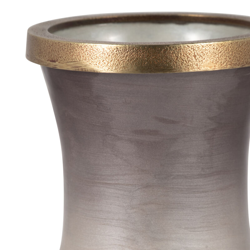 Glass, 13" Vase With Metal Rim image number 3