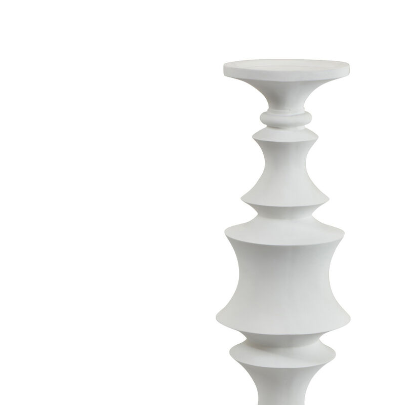 Tabletop D&eacute;cor Candle Holder, Tiered Baluster Style, White Resin, 18 Inch image number 4