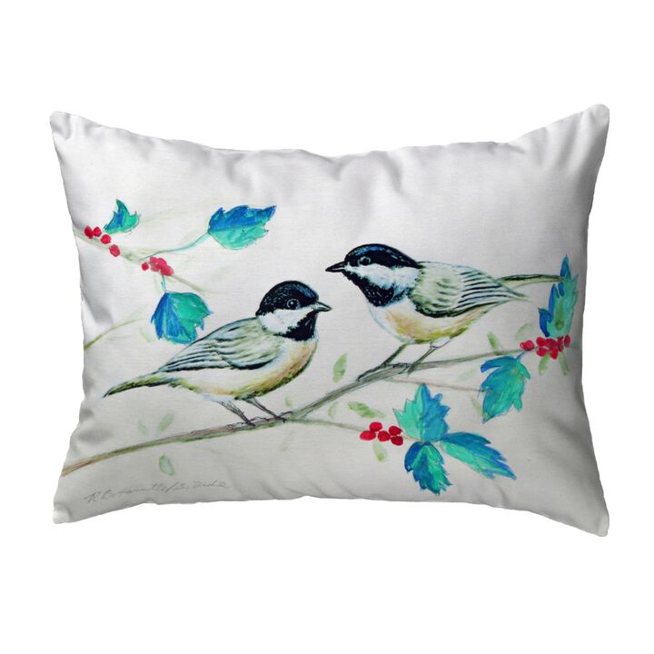 Betsy Drake  16 x 20 in. Christmas Chickadees Noncorded Pillow