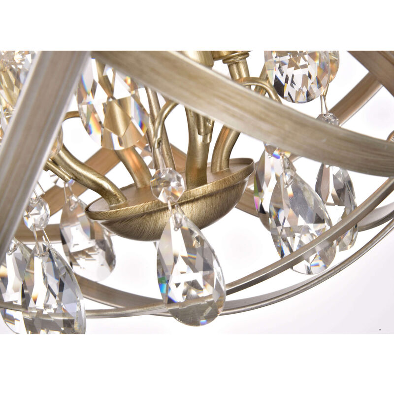Blythe Light Gold with Bronze 4-light Metal Globe Crystal Semi-Flush Mount - Brushed Champagne image number 4