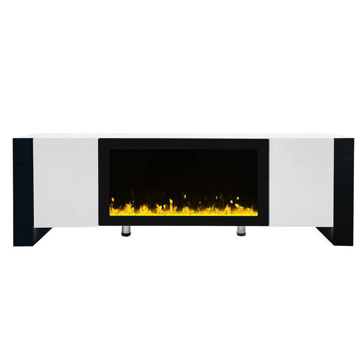 Merax Modern TV Stand with Non-heating Electric Fireplace