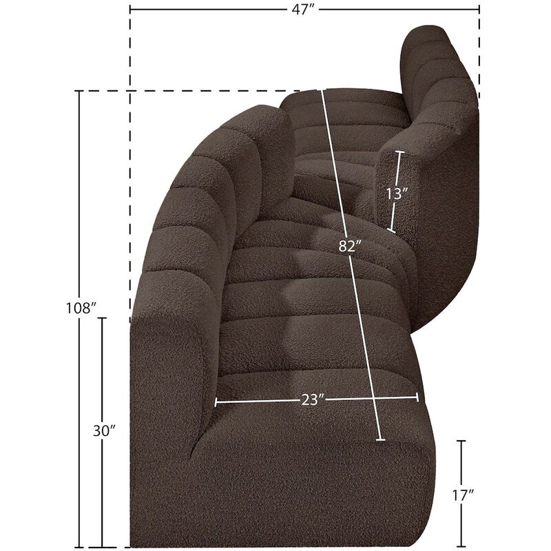 Meridian Furniture Arc Brown Boucle Fabric Modular Sofa