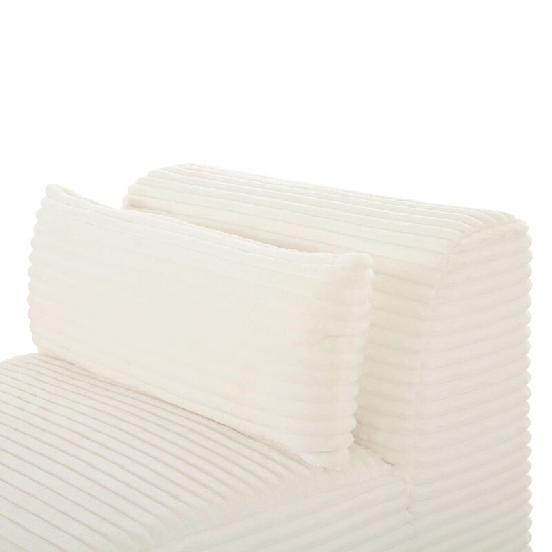Casafoyer Tarra Fluffy Oversized Cream Corduroy Modular Armless Chair image number 5