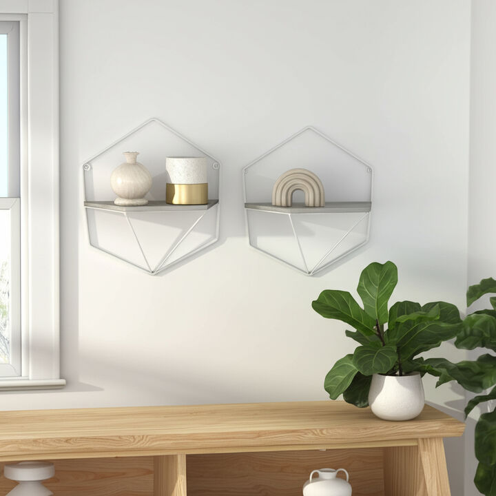 Hexagon Wall Shelves (Set of 2)