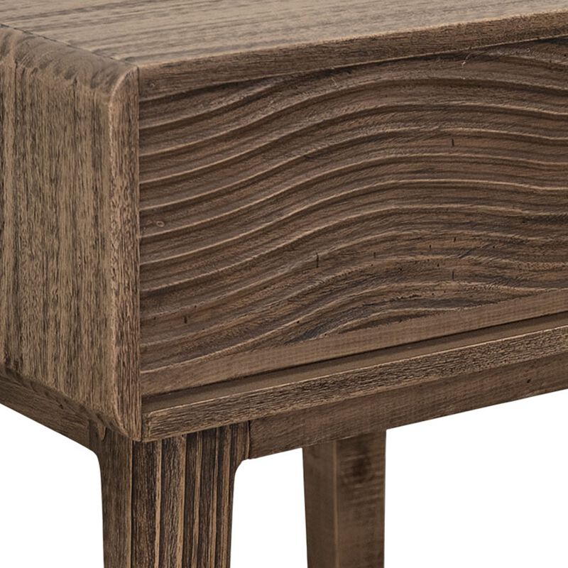 Oly Side End Table, 1 Drawer, Rustic Natural Brown Melina Wood 23 Inch