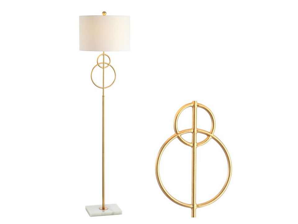 Haines 60" Modern Circle Marble/Metal LED Floor Lamp, Gold