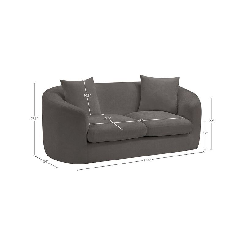 Meridian Furniture Penelope Grey Chenille Fabric Loveseat