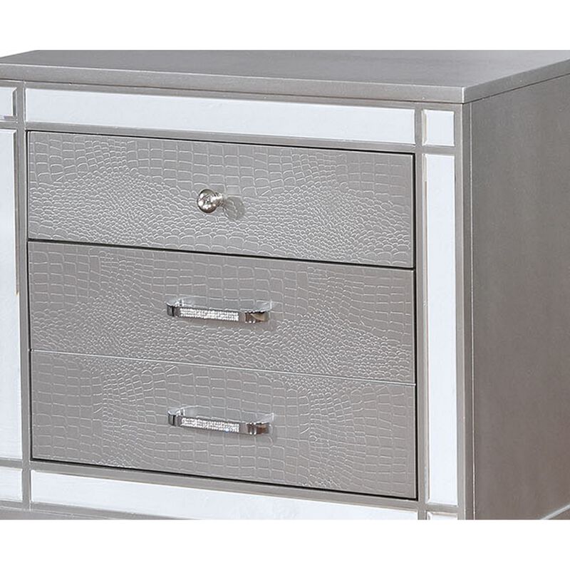 Queen Bedroom Set, Silver Wood, 2 Piece Set with Nightstand image number 6