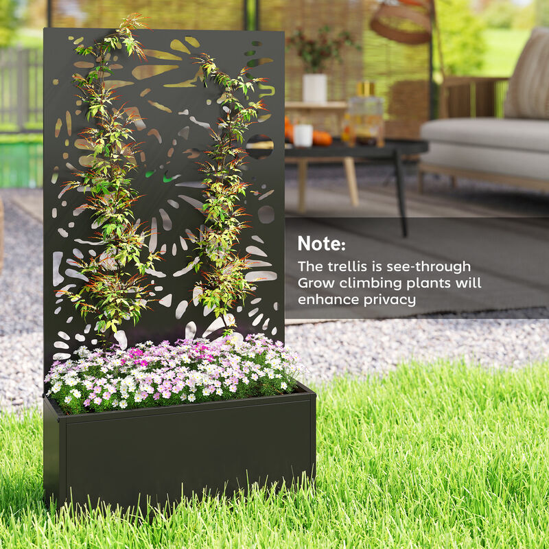 Hivvago Metal Raised Planter with Trellis for Balcony or Garden image number 7