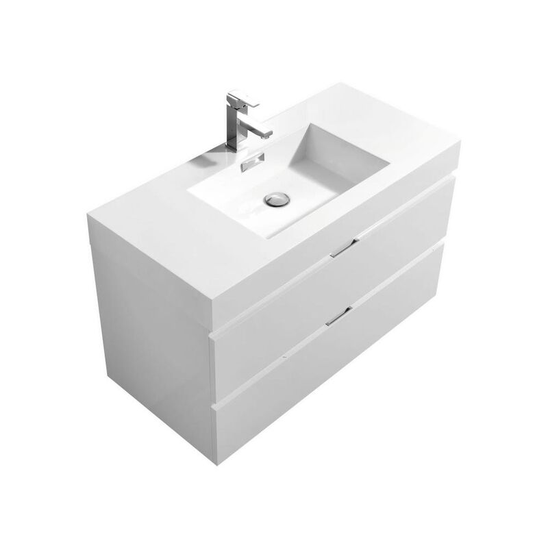 Kubebath Bliss 40 High Gloss White Wall Mount Modern Bathroom Vanity