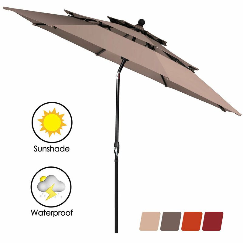 Mondawe 10 Feet 3 Tier Outdoor Patio Umbrella with Double Vented