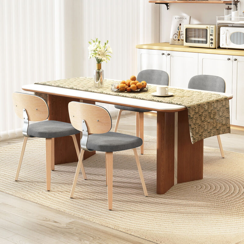Set of 4 Chenille Upholstered Wooden Dining Chairs for Kitchen and Dining Room image number 3
