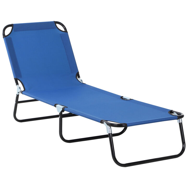 Outsunny Folding Chaise Lounge Pool Chair, Outdoor Sun Tanning Chair with Pillow, 5-Level Reclining Back, Steel Frame & Breathable Mesh for Beach, Yard, Patio, Green