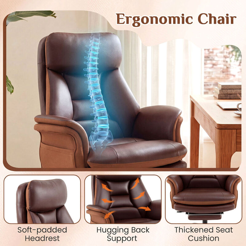 Ergonomic Faux Leather Office Chair for Big and Tall Users Home Office image number 6