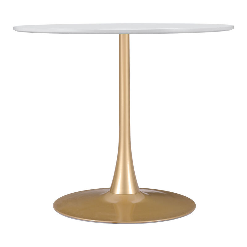 Rounded Steel Pedestal Dining Table with Sturdy Base for Kitchen or Dining Room