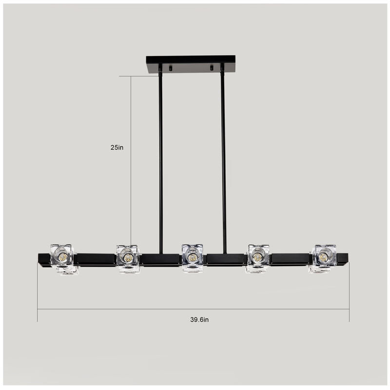 ELEMENT ACE Rectangle Chandelier Dining Room Light Fixture Modern Crystal Hanging Lighting Linear Pendant for Home Kitchen Living Room image number 2
