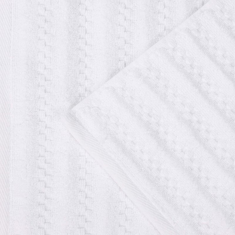 Zero Twist Cotton Waffle Stripe Towel Set Plush Absorbent Towels image number 3