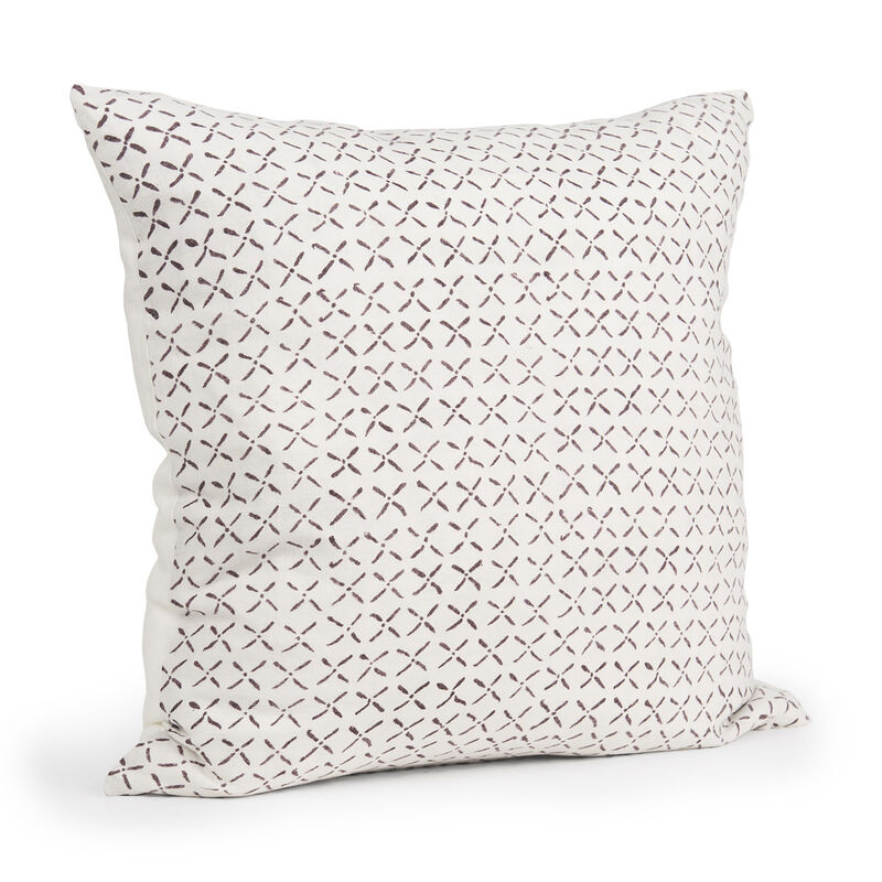 HomeRoots 22" Cream And Merlot Geometric Linen Throw Pillow Cover with Embroidery image number 2