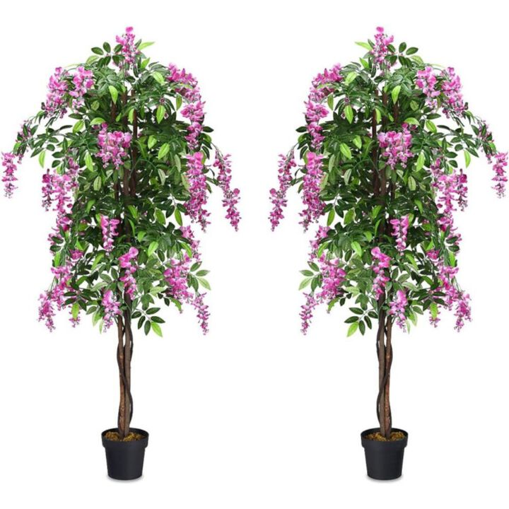 Hivvago 6-Feet Artificial Wisteria Silk Indoor-Outdoor Tree with Adjustable Tree Branche