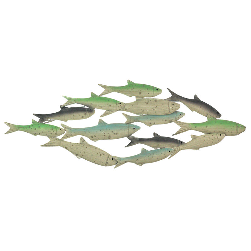 28 Inch Metal Tropical School Of Fish Wall Art Sculpture Hanging Nautical Art image number 0