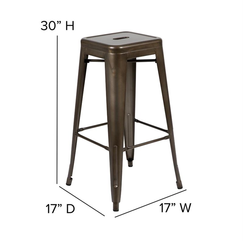 Flash Furniture Lily 30" High Metal Indoor Bar Stool in Gun Metal Gray - Stackable Set of 4