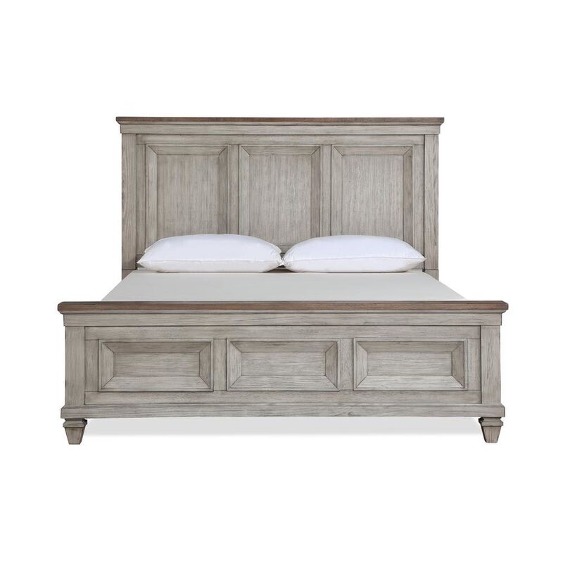 Wood Bed Frame Queen Size, Solid Wooden Queen Bed Frame in Grey image number 4