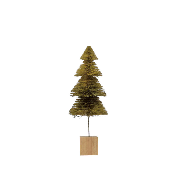 Sisal Bottle Brush Tree with Wood Base, Green Ombre