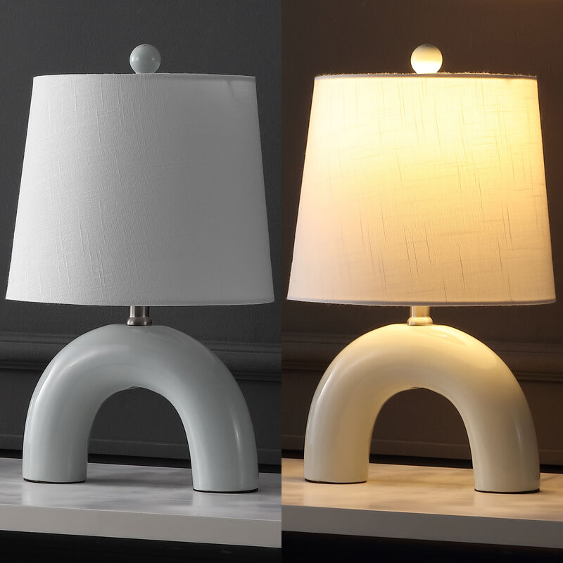 Zadie 17.75" Scandinavian Minimalist Ceramic Arch LED Table Lamp