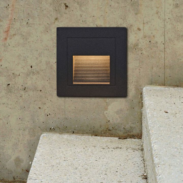 VONN Lighting Low-Voltage 1-Watt Integrated LED Outdoor Steps Light in Matte Black