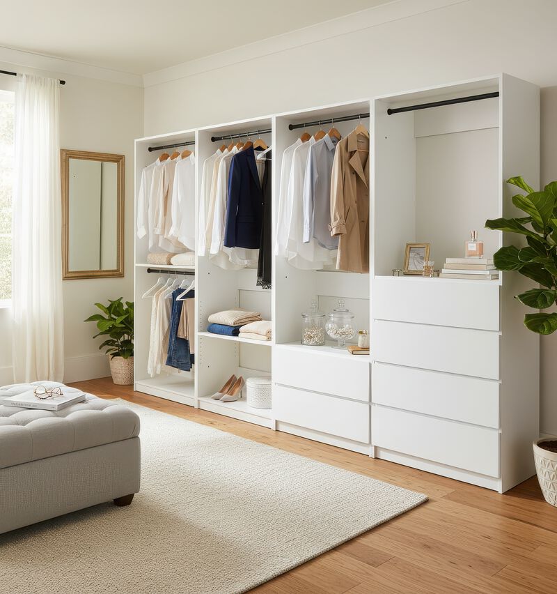Prosper White Freestanding Walk in Wood Closet System
