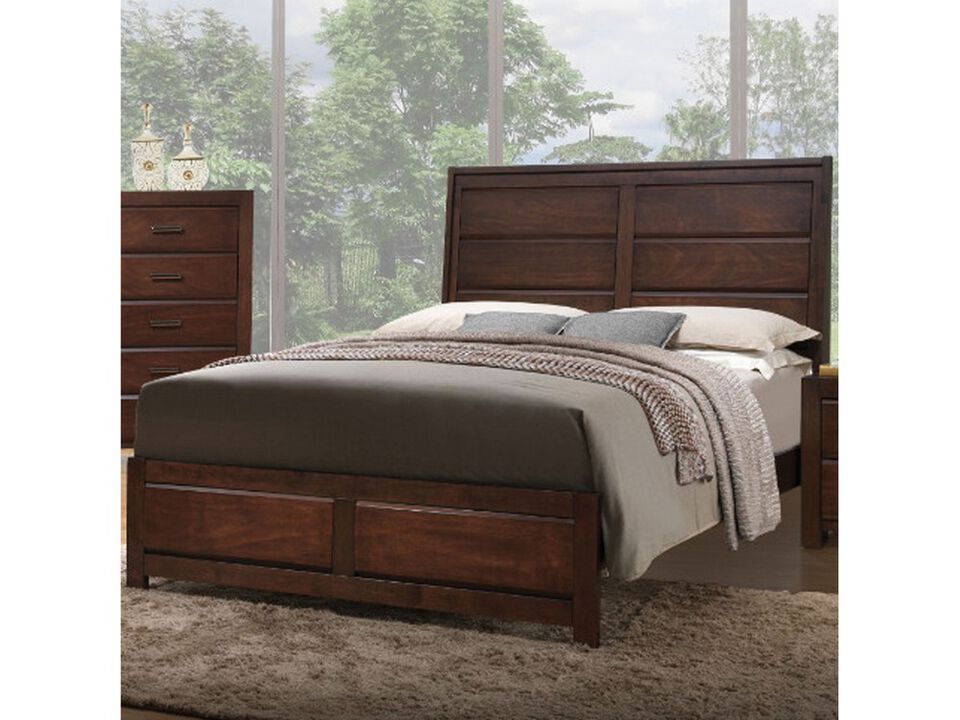 Transitional Style Classy Queen Size Bed, Brown - Benzara