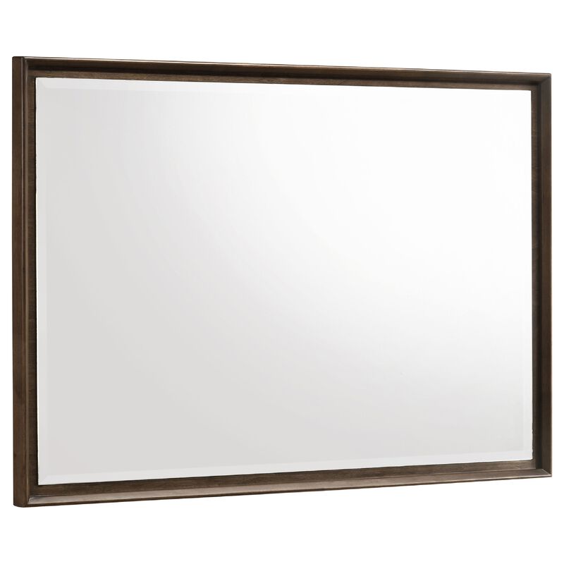 Genu Dresser Mirror, Warm Brown Wood Frame, Beveled Glass, 34 Inch