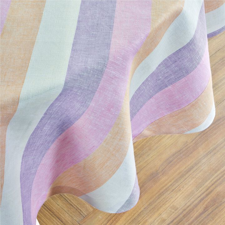 Solino Home Gelato Stripe 100% Linen Round Tablecloth &ndash; Handcrafted, Machine Washable, Perfect for Holiday and Everyday Dining