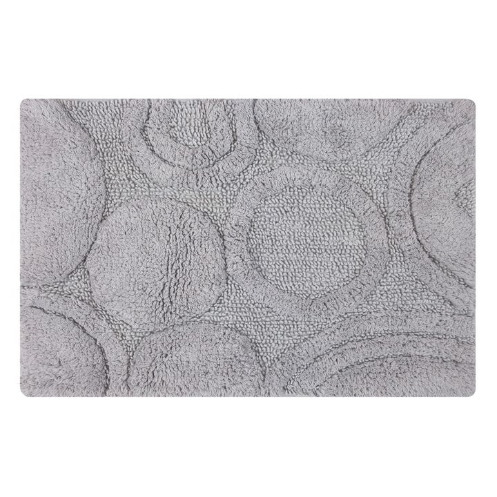 Knightsbridge Orbit Bath Rug Cotton Non Skid Back - 24x40", Silver