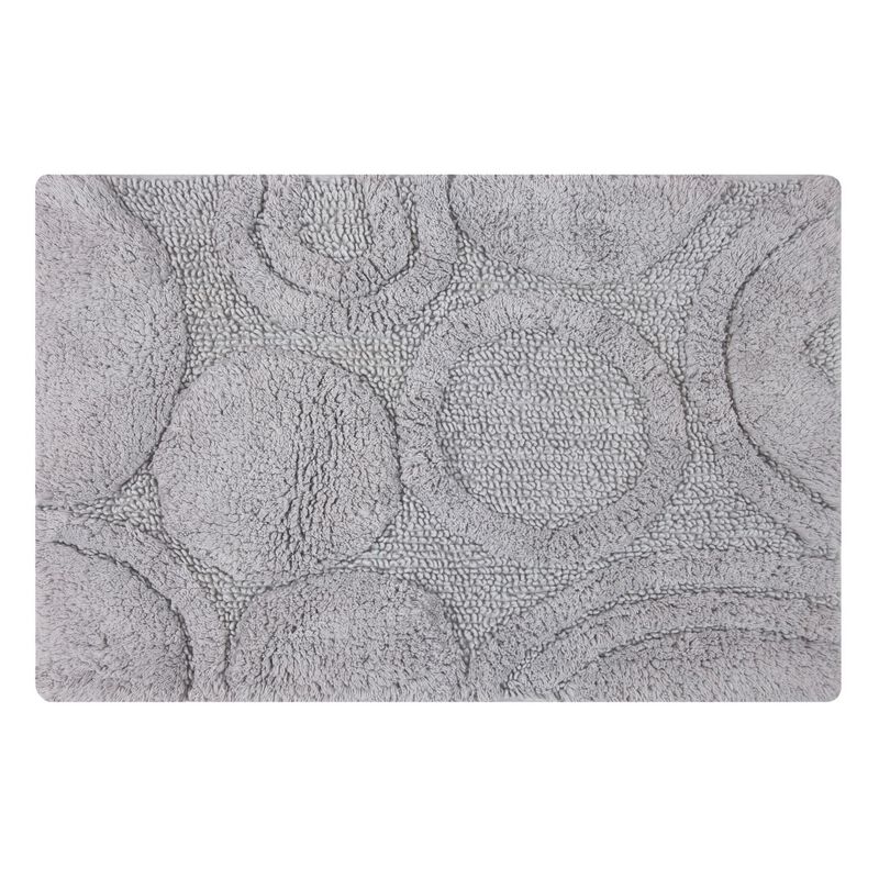 Knightsbridge Orbit Bath Rug Cotton Non Skid Back - 24x40", Silver