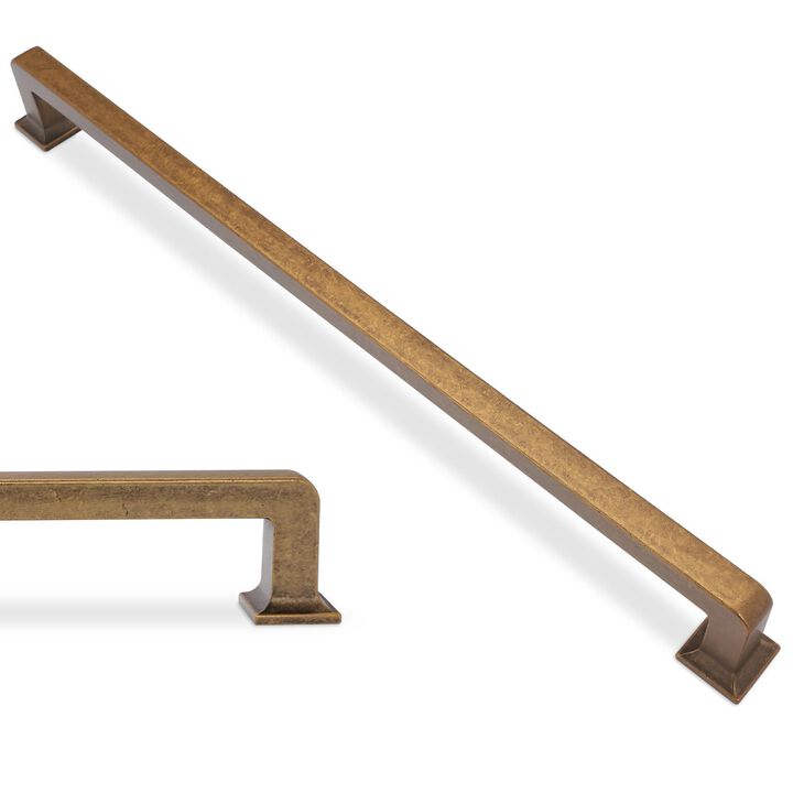 BUKOBYHE 10 Pack 10 Inch(254mm) Kitchen Cabinet Handles Antique Brass Cabinet Pulls Vintage Drawer Pulls Aged Kitchen Hardware