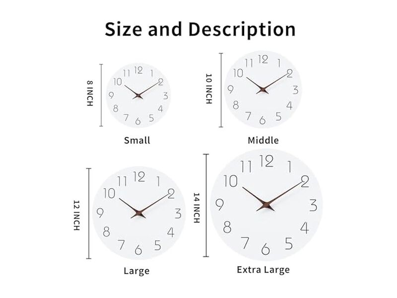 Wooden White Simple Minimalist Wall Clock 12 Inch Silent Non Ticking Wood Modern image number 1