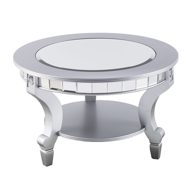 Linsay Mirrored Round Cocktail Table